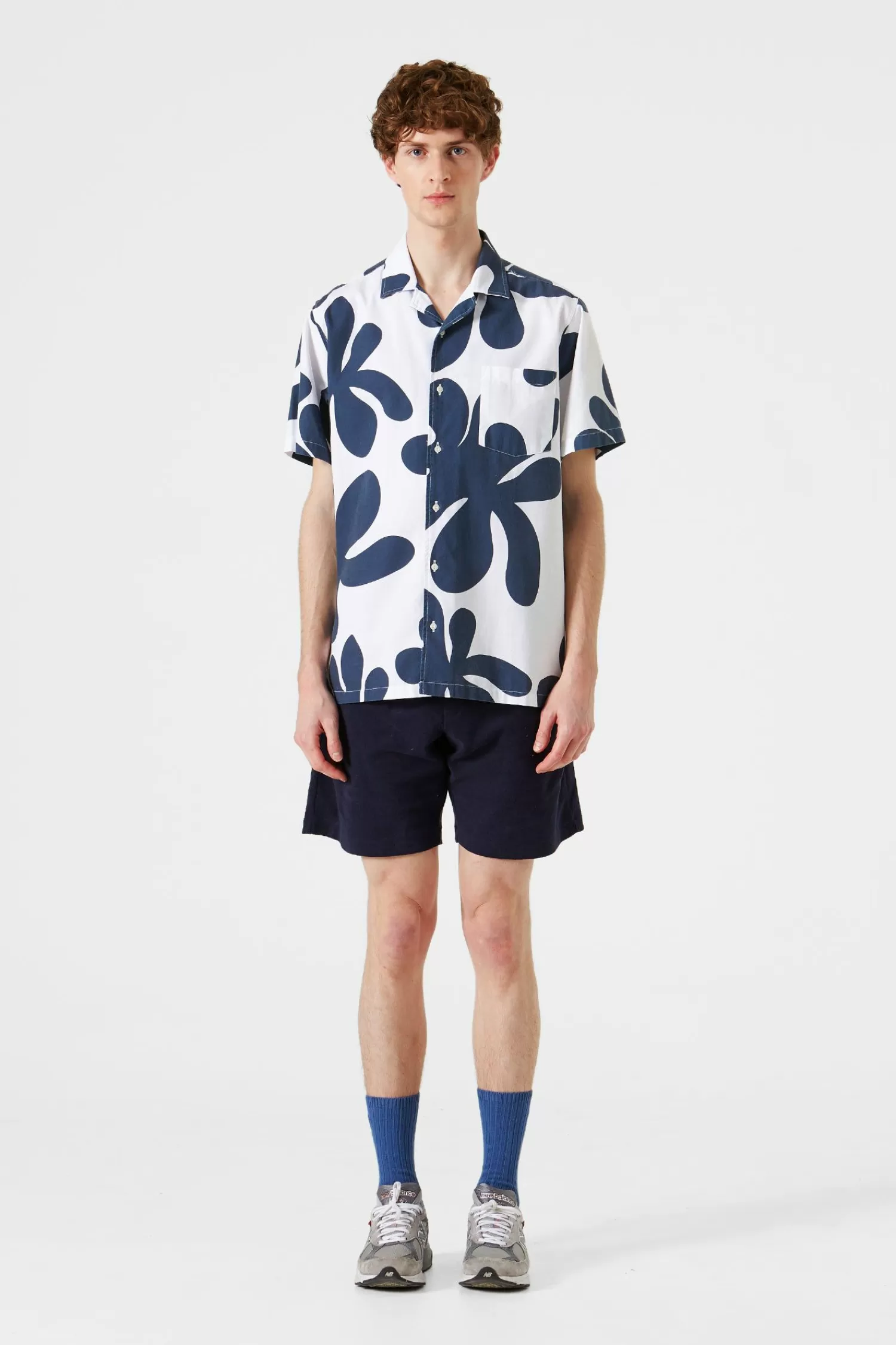 Shirts | Edmmond Studios Alice Short Sleeve Shirt Printed Navy