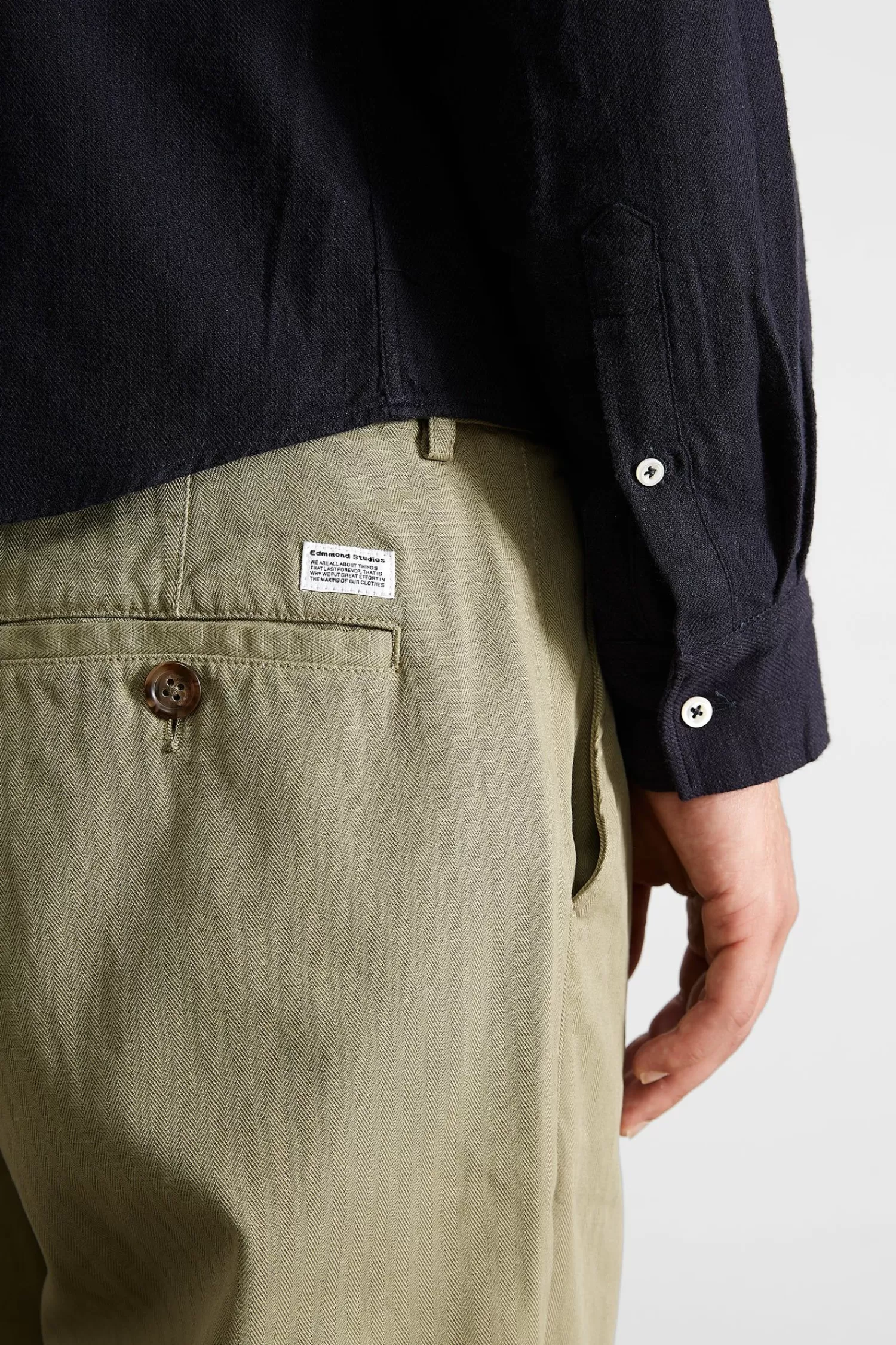 Trousers | Edmmond Studios Chino Herringbone Plain Khaki