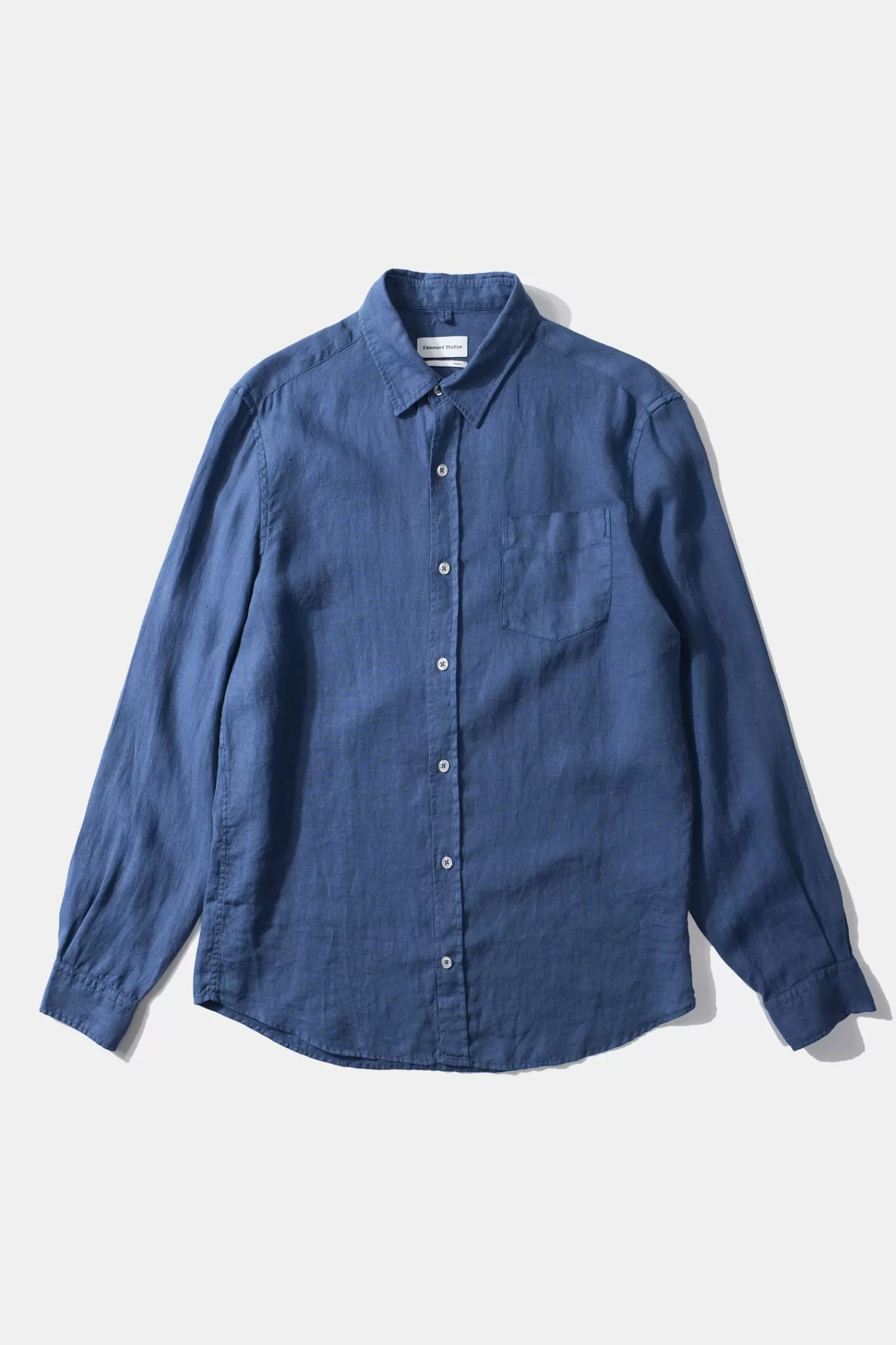 Shirts | Edmmond Studios Linen Shirt Plain Blue