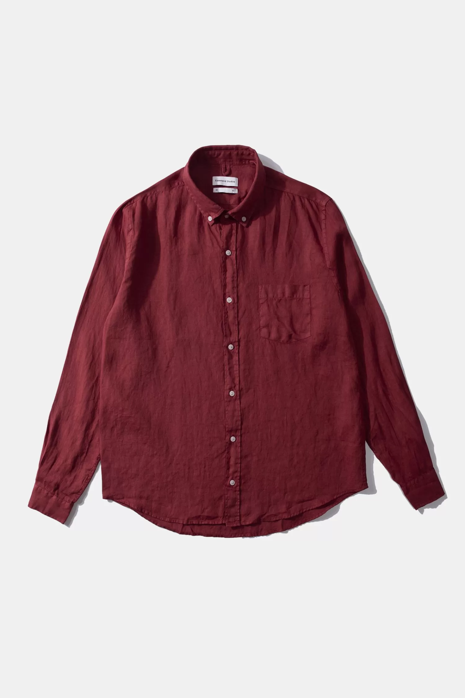 Shirts | Edmmond Studios Linen Shirt Plain Bordeaux