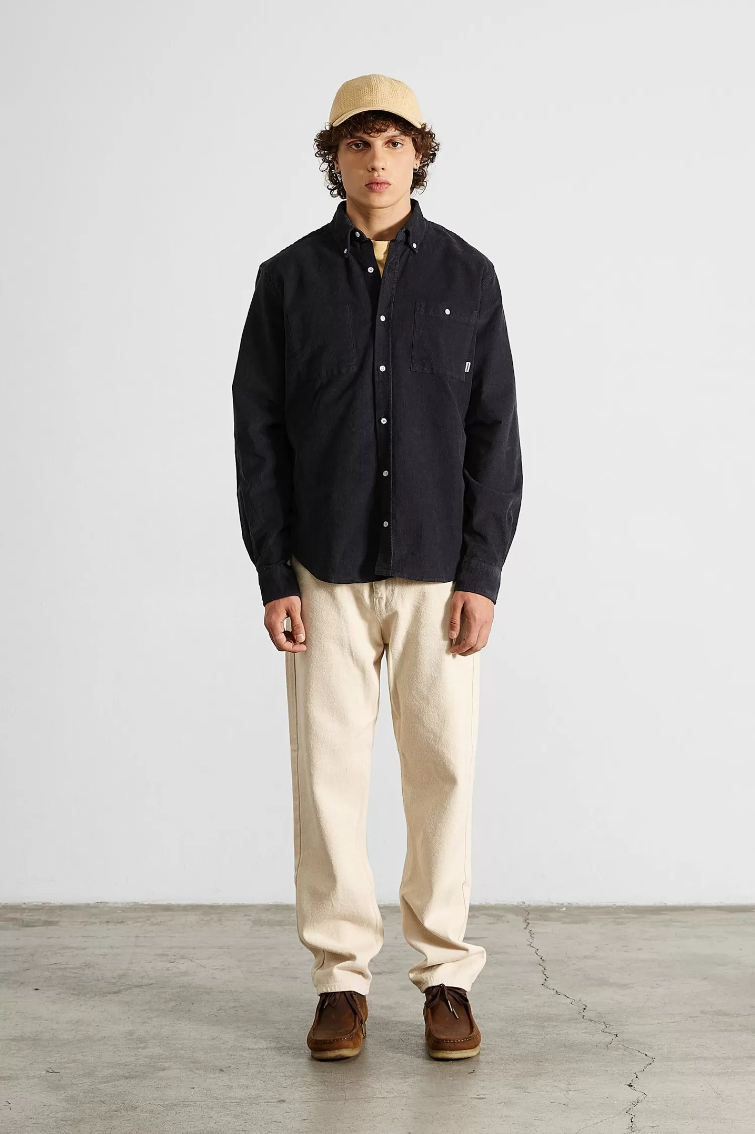 Shirts | Edmmond Studios Microcord Shirt Plain Navy