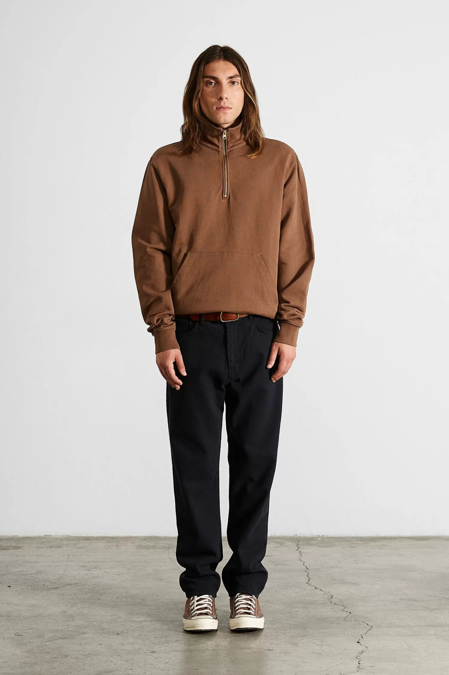 Sweatshirts | Edmmond Studios Page Zip Plain Brown