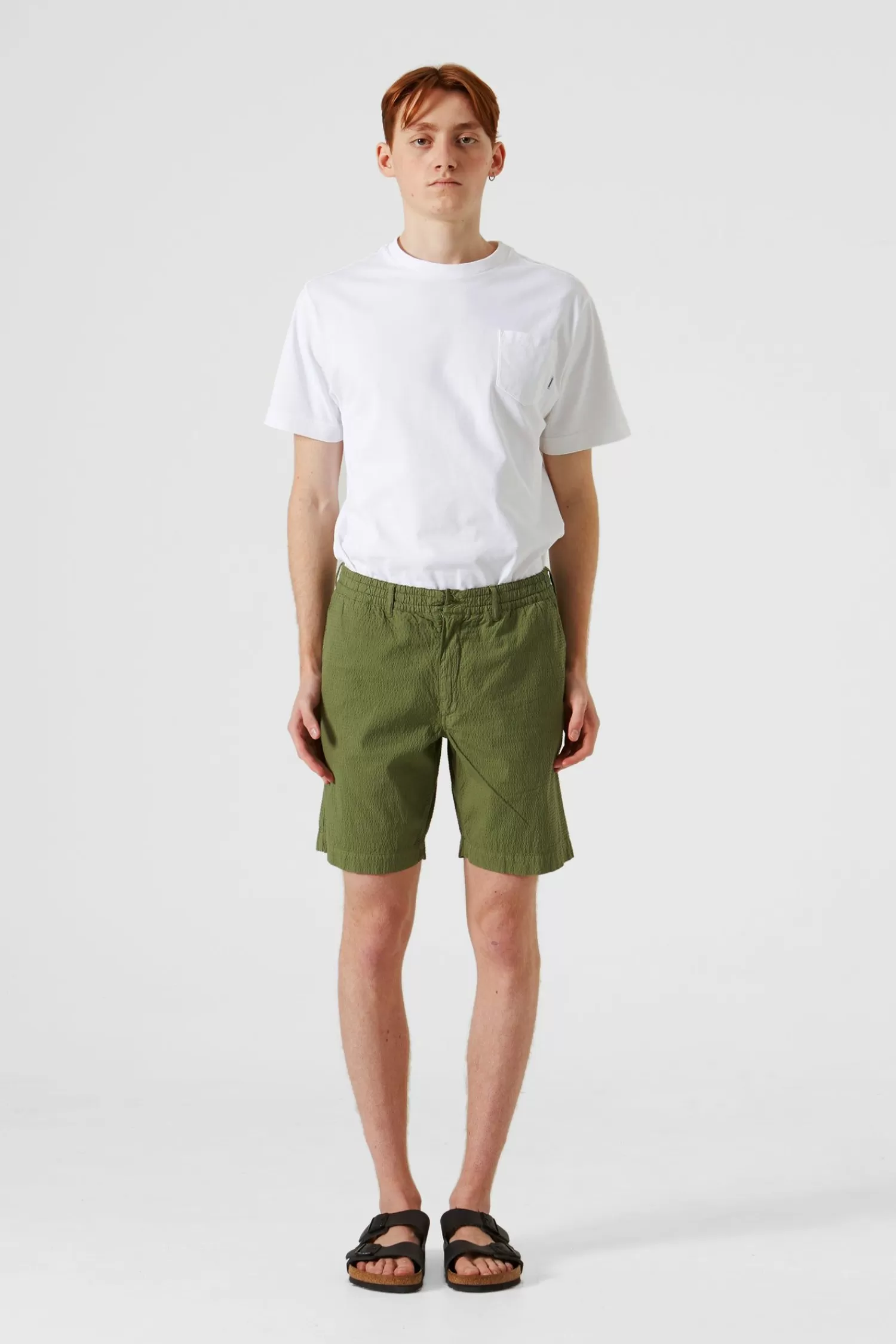 Trousers | Edmmond Studios Seersucker Plain Khaki