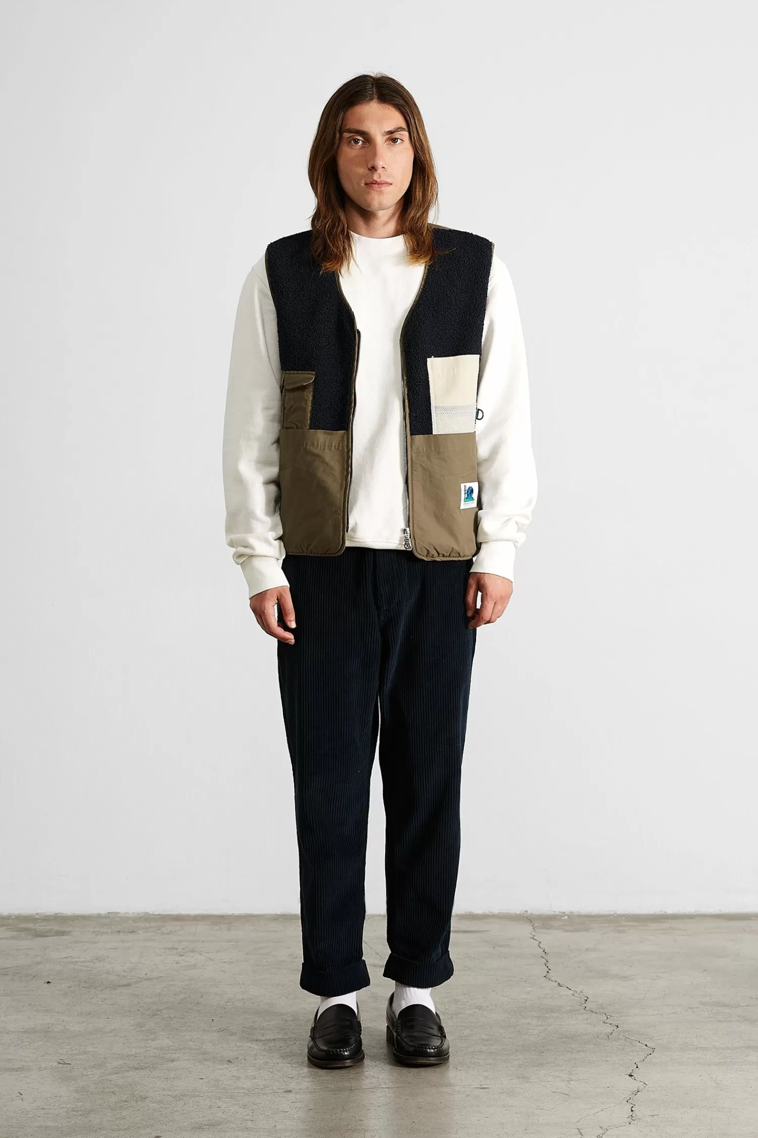 Outerwear | Edmmond Studios Shearling Vest Plain Navy