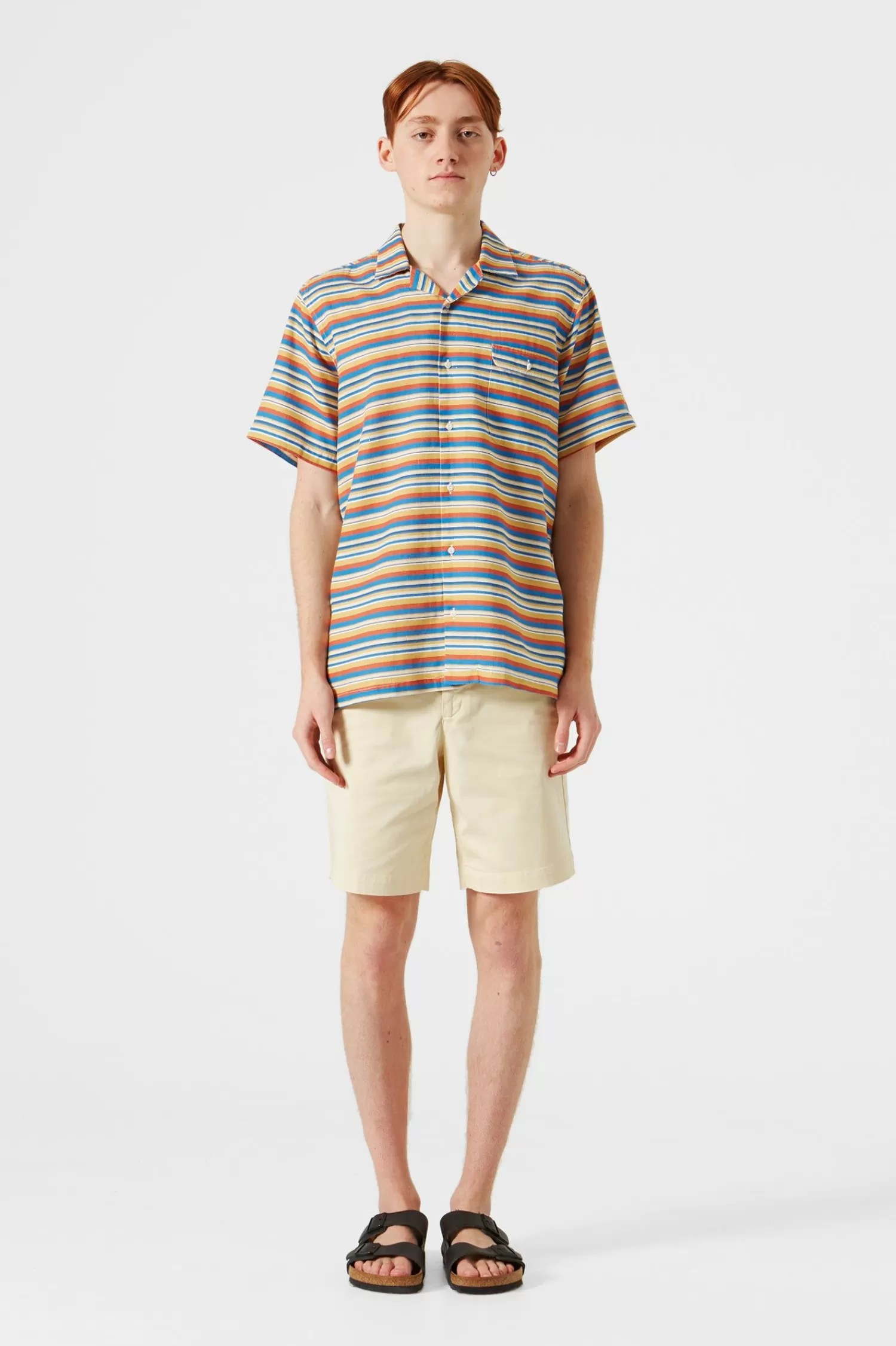 Shirts | Edmmond Studios Stripes Short Sleeve Shirt Horizontal Stripes Blue